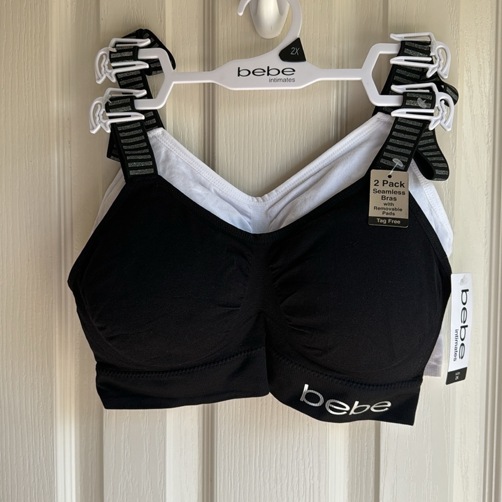 NWT BEBE INTIMATES 2  BRA COMFORT BRA SET-ONE WHITE-ONE BLACK -SIZE 2X